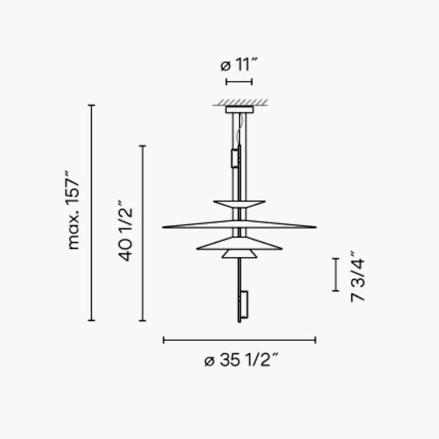 Vibia 1550 Flamingo 3-lt 36" LED Pendant