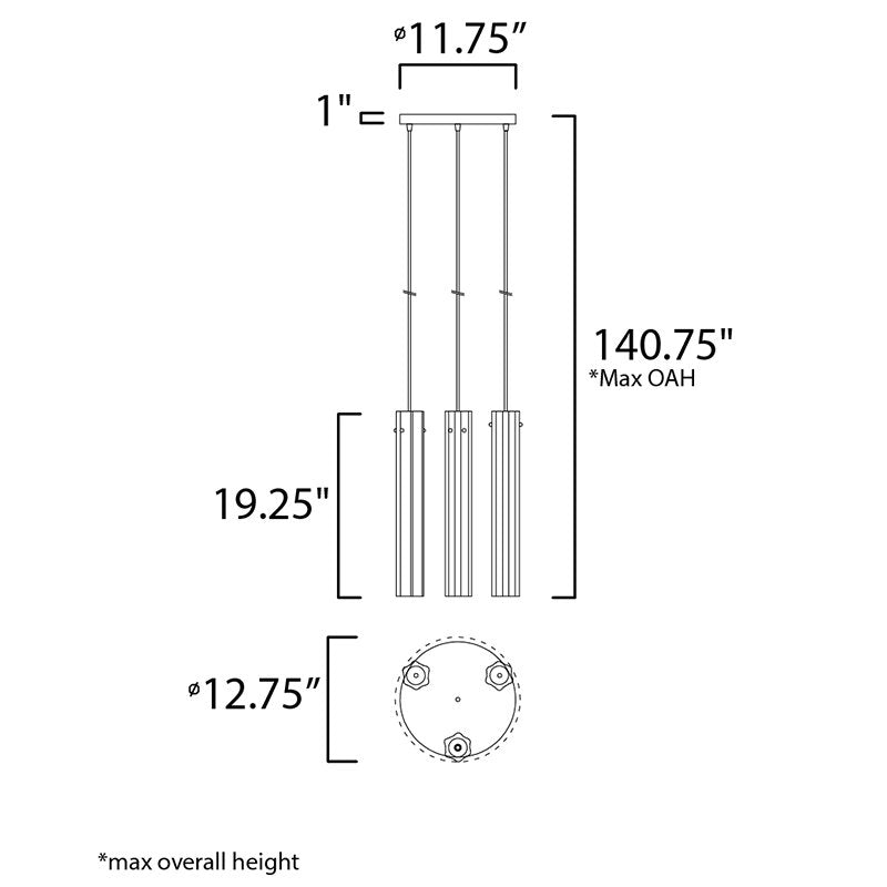 Maxim 16123 Flambeau 3-lt 13" Pendant
