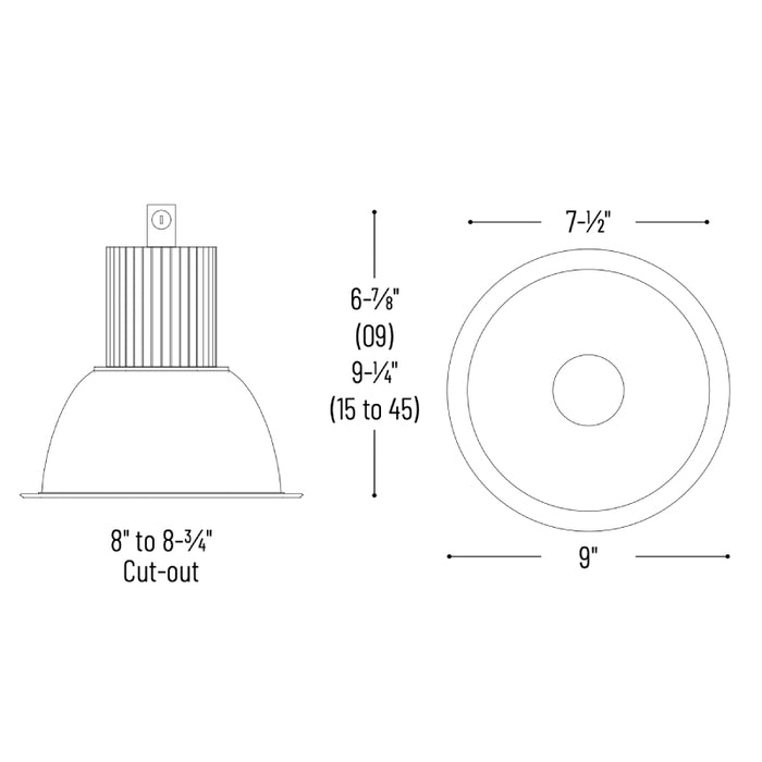 Nora NCR2-8609 8" LED Sapphire II Retrofit Wall Wash Reflector, 15W, White Flanged, 120-277V Input, 0-10V dimming