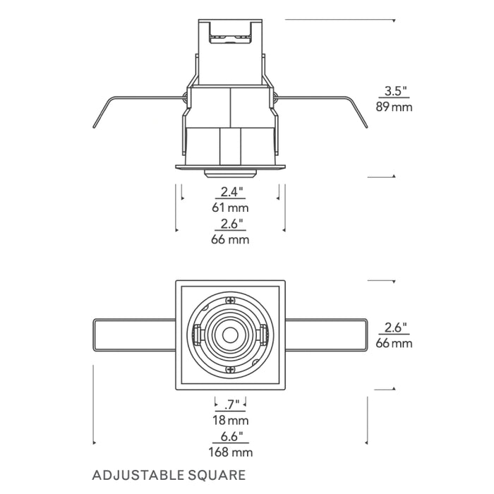 Entra ENN2S Niche 2" LED Square Adjustable Downlight 12V Housing/Trim
