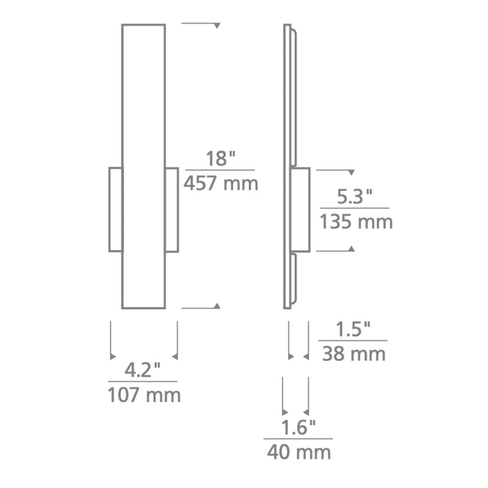 Tech 700OWBLD Blade 18 18" Tall LED Outdoor Wall Light, Selectable CCT