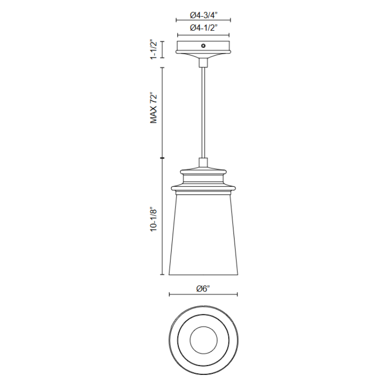 Alora Mood EP533006 Quincy 1-lt 6" Outdoor Pendant