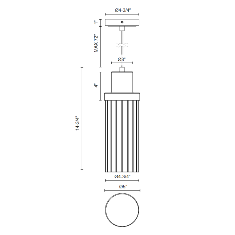 Alora Mood PD435605 Kent 1-lt 5" Pendant