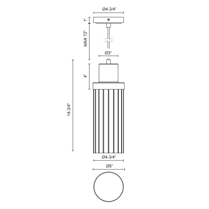 Alora Mood PD435605 Kent 1-lt 5" Pendant