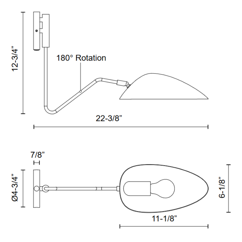 Alora Mood WV550006 Oscar 1-lt 13" Tall Swingarm Wall Light