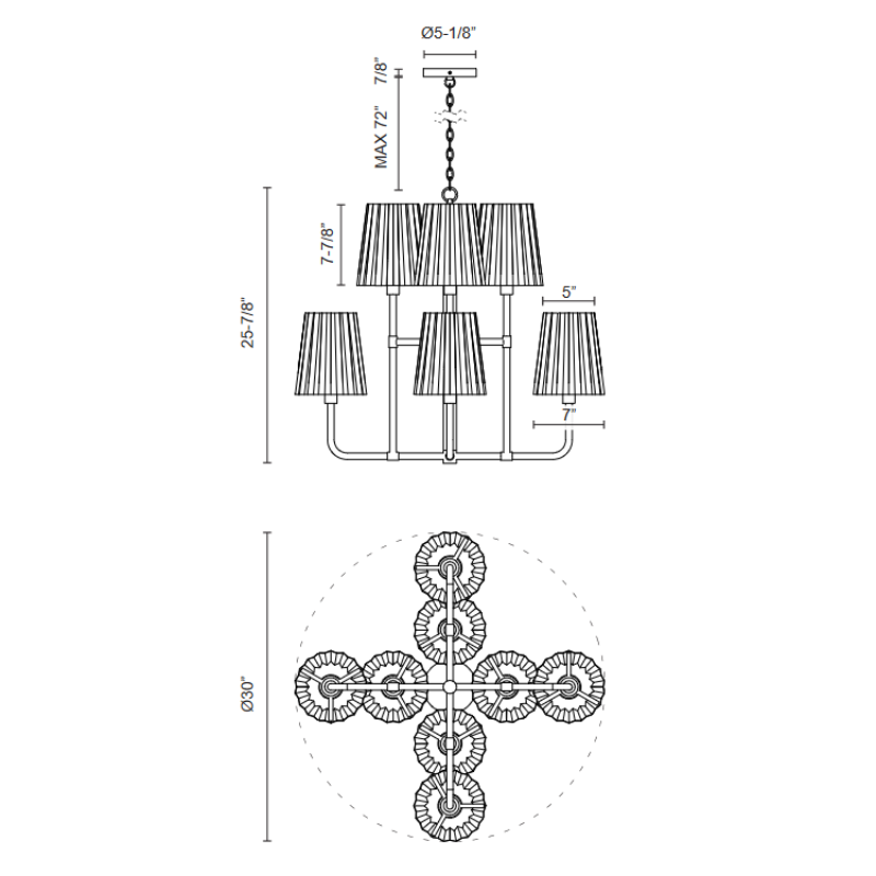 Alora Mood CH528830 Plisse 8-lt 30" Chandelier