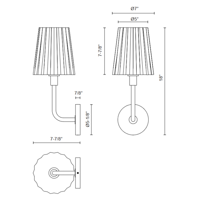 Alora Mood WV628107 Plisse 1-lt 18" Tall Wall Sconce