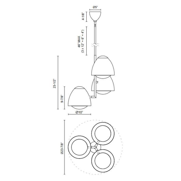 Alora Mood CH529024 Kenji 3-lt 24" Chandelier