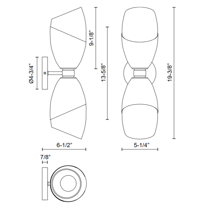 Alora Mood WV587224 Capri 2-lt 19" Tall Wall Sconce