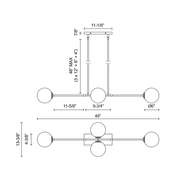 Alora Mood LP549448 Cassia 4-lt 48" Linear Pendant