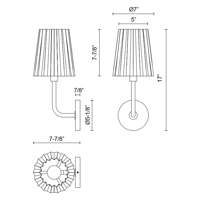 Alora Mood WV528007 Plisse 1-lt 17" Tall Wall Sconce