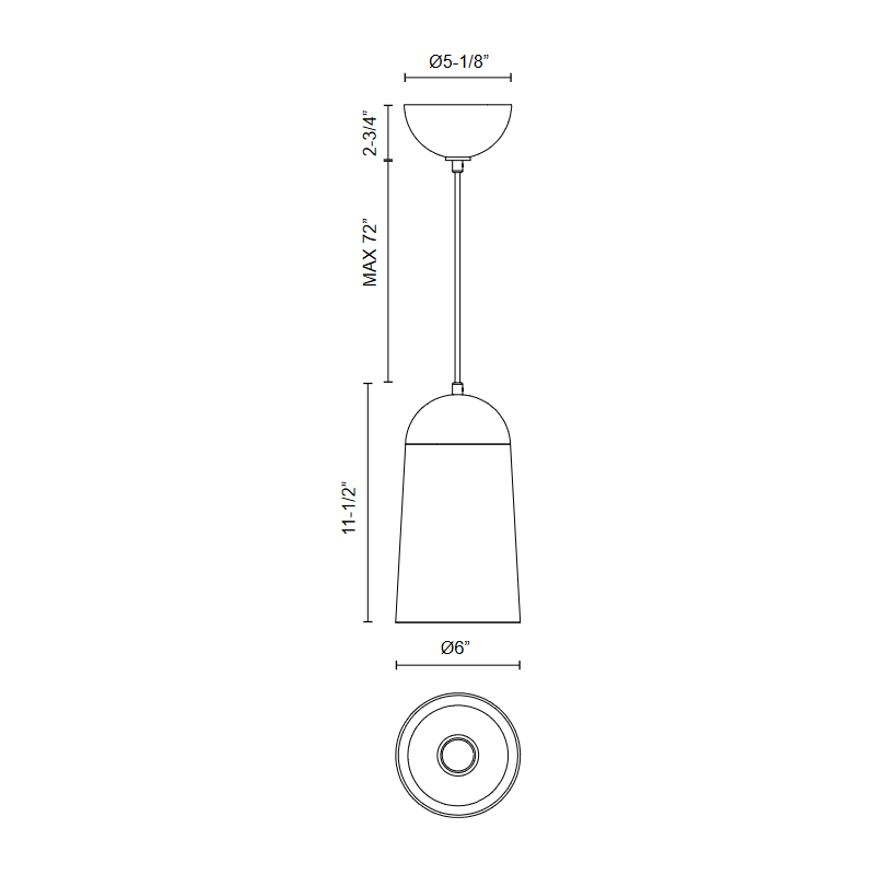 Alora Mood PD542207 Emil 1-lt 6" Pendant