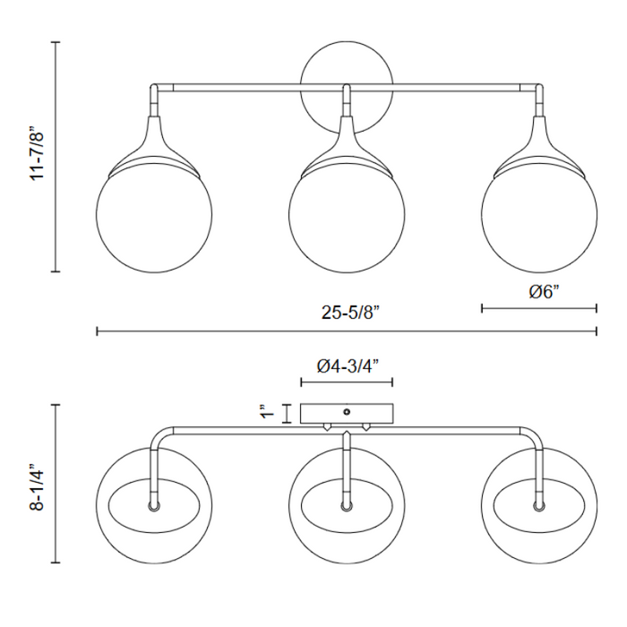 Alora Mood VL505125 Nouveau 3-lt 26" Vanity Light