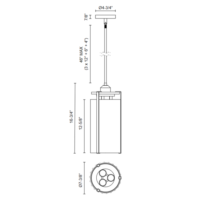 Alora Mood PD536107 Belmont 3-lt 7" Pendant