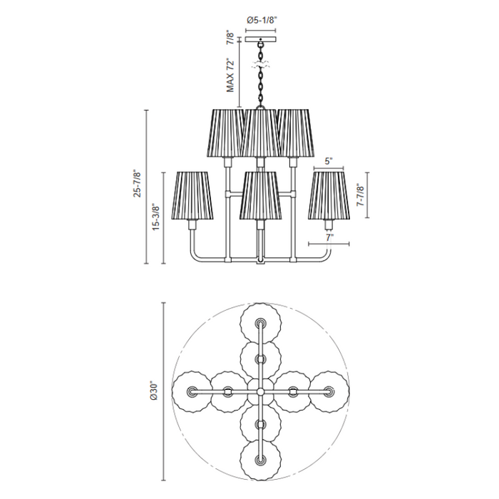 Alora Mood CH628830 Plisse 8-lt 30" Chandelier