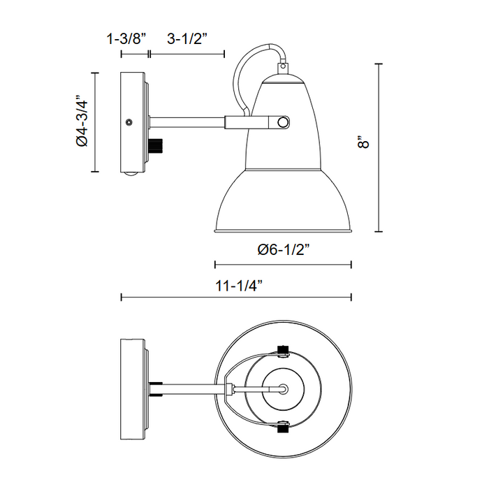 Alora Mood WV576607 Felix 1-lt 8" Tall Swingarm Wall Light