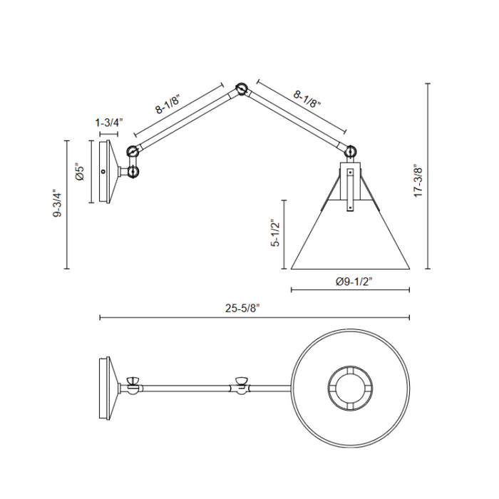 Alora Mood WV584510 Archer 1-lt 10" Tall Swingarm Wall Light