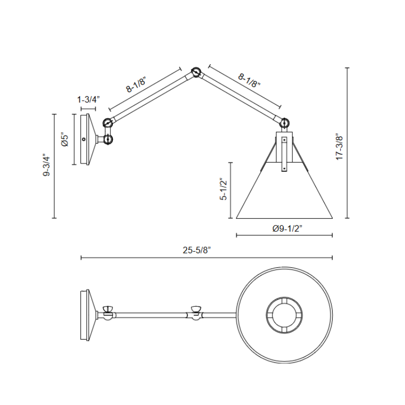 Alora Mood WV584510 Archer 1-lt 10" Tall Swingarm Wall Light