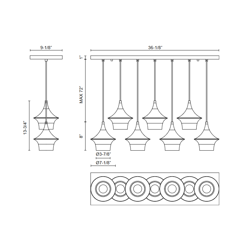 Alora Mood LP523036 Emiko 7-lt 36" Linear Pendant