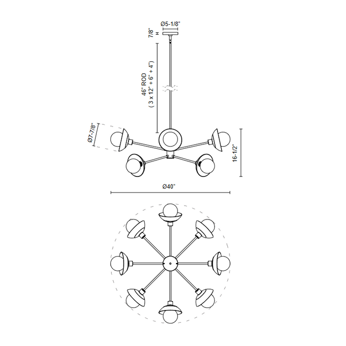 Alora Mood CH517338 Francesca 8-lt 40" Chandelier