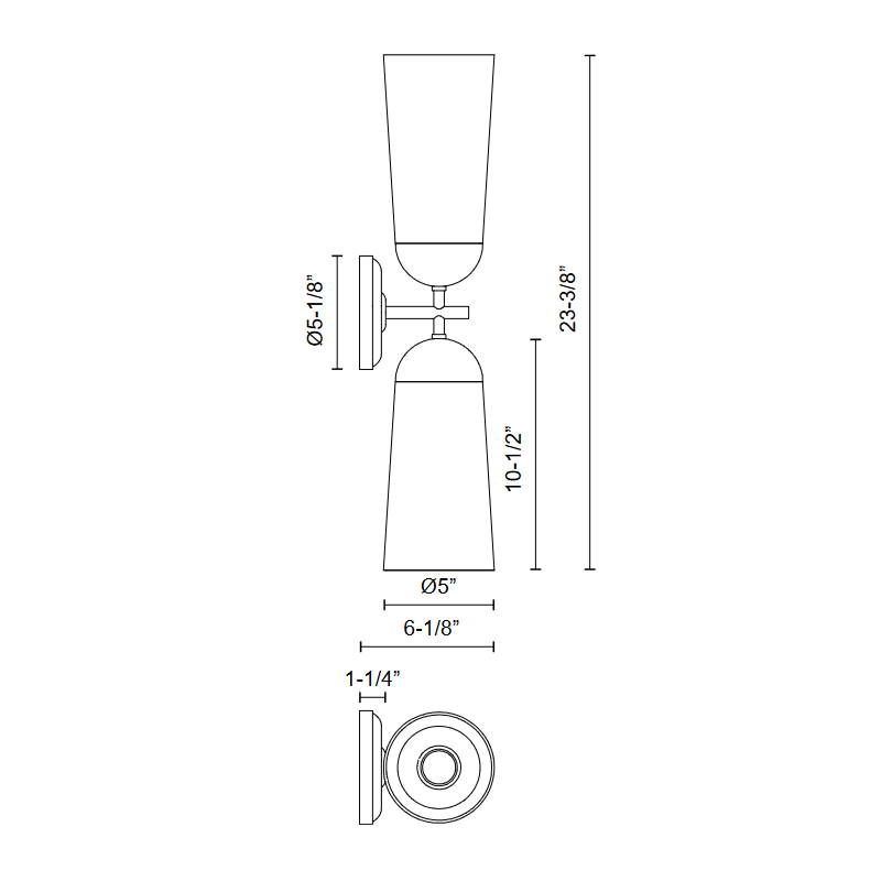 Alora Mood WV542226 Emil 2-lt 23" Tall Wall Sconce