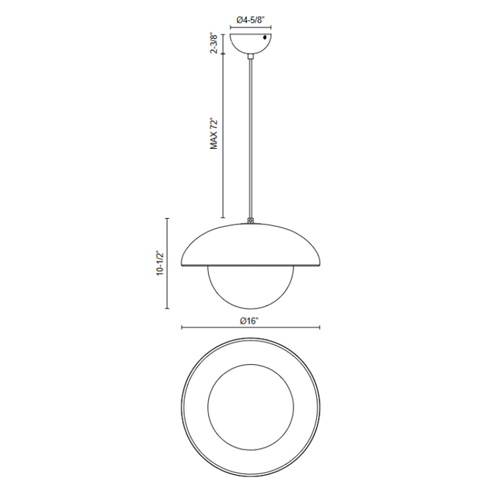 Alora Mood PD522016 Rubio 1-lt 16" Pendant