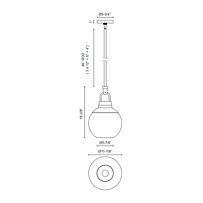 Alora Mood PD520512 Copperfield 1-lt 12" Pendant