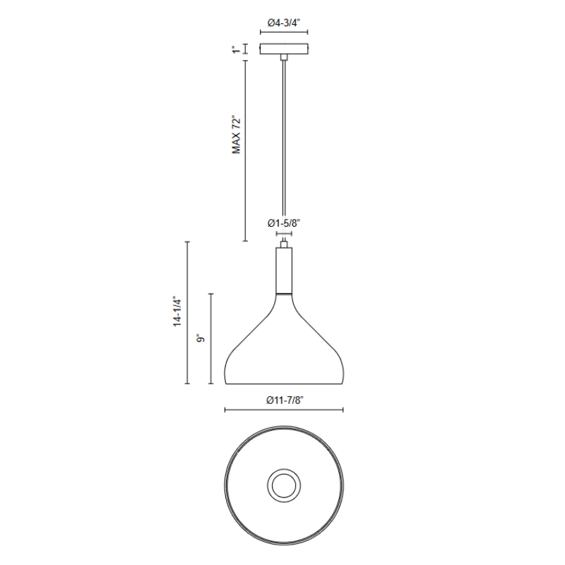 Alora Mood PD532312 Belleview 1-lt 12" Pendant