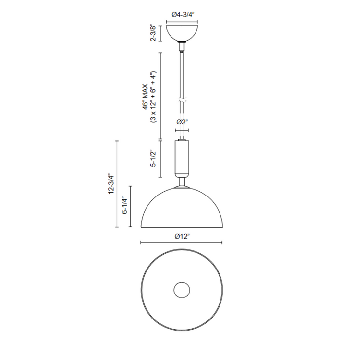 Alora Mood PD563012 Jude 1-lt 12" Pendant