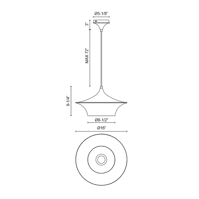 Alora Mood PD523016 Emiko 1-lt 16" Pendant