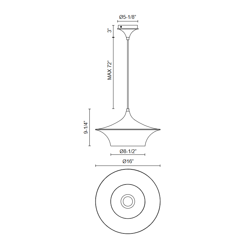 Alora Mood PD523016 Emiko 1-lt 16" Pendant