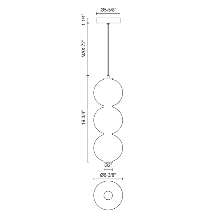 Alora Mood PD530313 Bijou 3-lt 6" LED Pendant