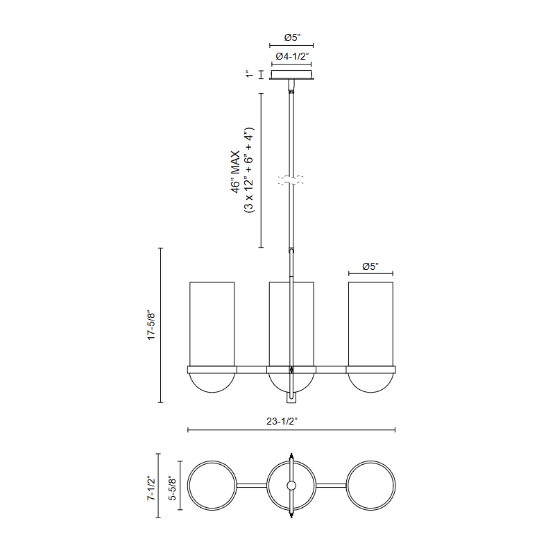 Alora Mood LP539024 Cyrus 3-lt 24" Linear Pendant