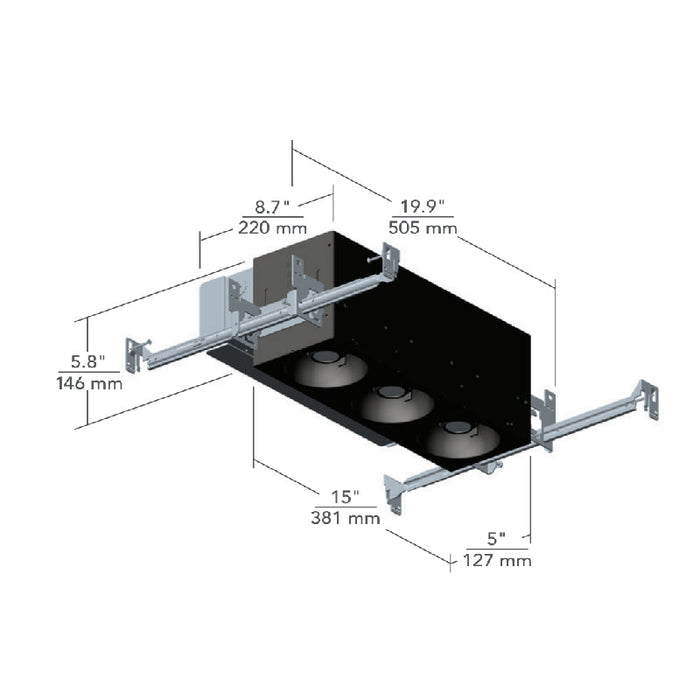 Element EMOH 1x3 51W LED Multiples Open Housing
