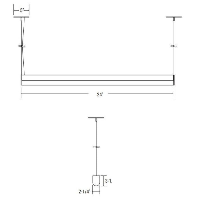 Oracle 2-SLEEK-R 2-ft Architectural LED Suspended Linear - Direct, 2500 Lumens