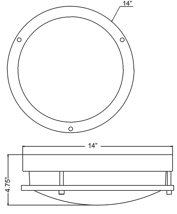 Access 20465EM Solero 14" Wide Emergency Backup LED Flush Mount