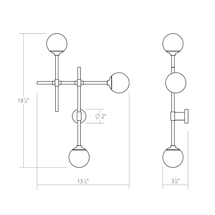 Sonneman 2063 Sabon 3-lt 20" Tall LED Wall Sconce