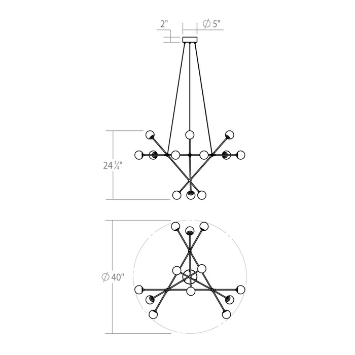 Sonneman 2082 Proton Alpha 12-lt 40" LED Pendant