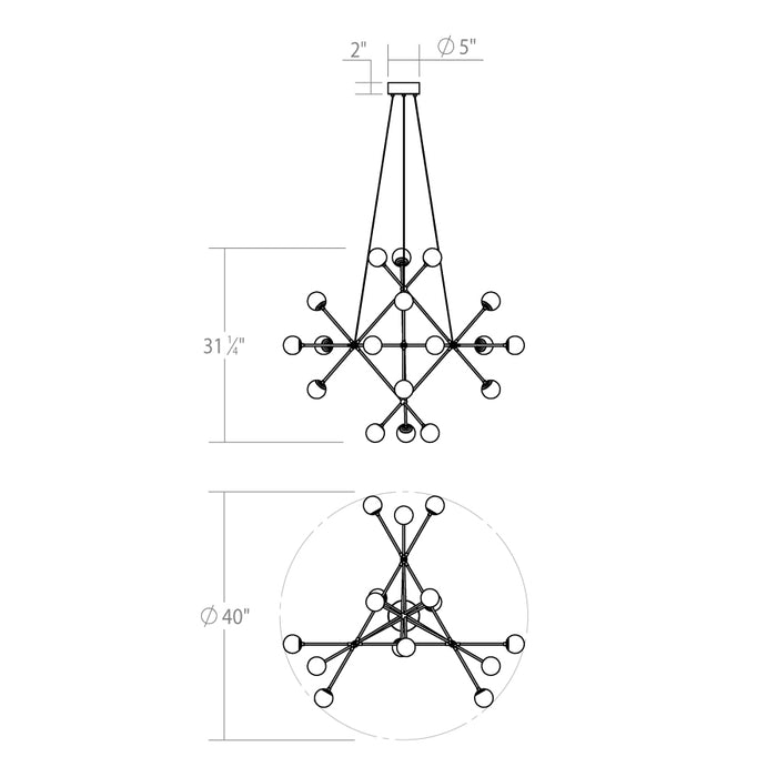 Sonneman 2084 Proton Beta 18-lt 40" LED Pendant