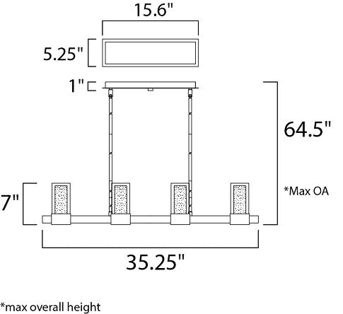 Maxim 20908 Sync 16-lt 35.25" LED Linear Chandelier