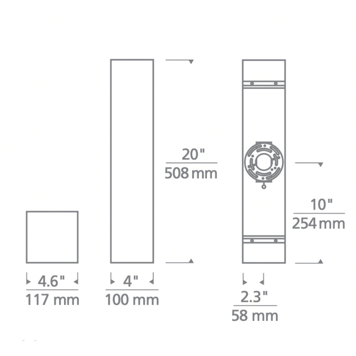 Tech 700OWVEX Vex 20 20" Tall LED Outdoor Wall Light, Uplight and Downlight