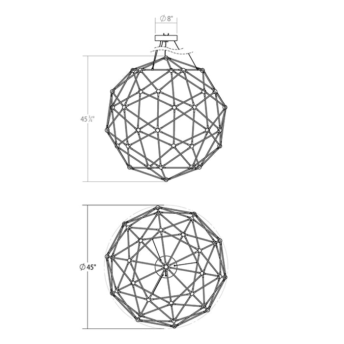 Sonneman 2170 Constellation Hedron 40-lt 45" LED Chandelier