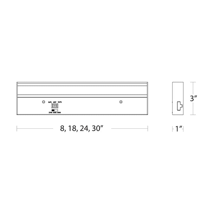 WAC BA-AC30 Barlight 30" 17.5W LED Undercabinet Task Luminaire, 3CCT Selectable 1075 Lumen Dimmable 120V
