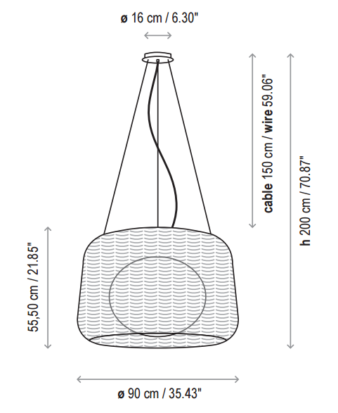 Bover Fora 90 2-lt 35" LED Outdoor Pendant