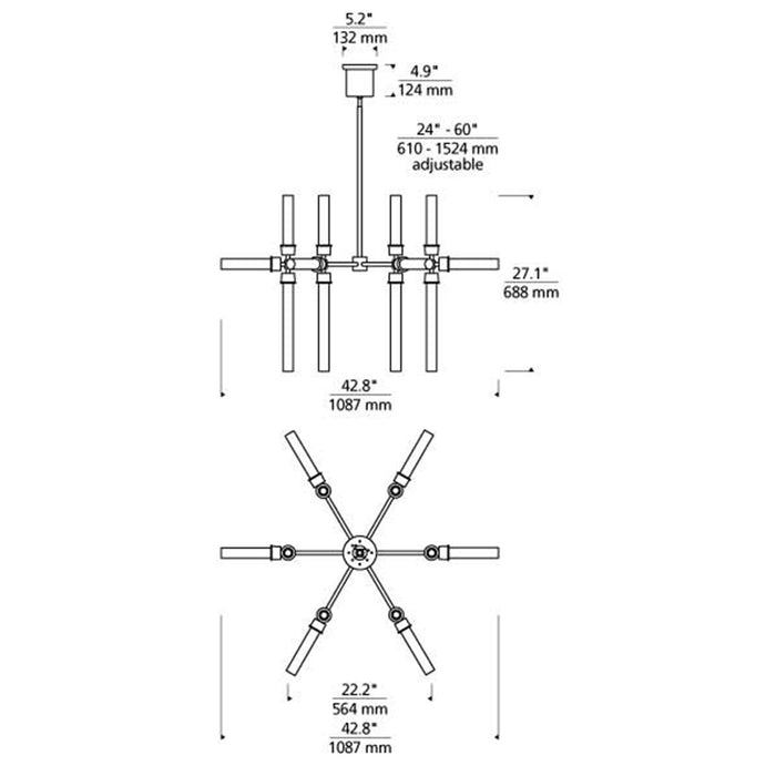 Tech 700LNG18 Linger 18-lt 43" LED Chandelier