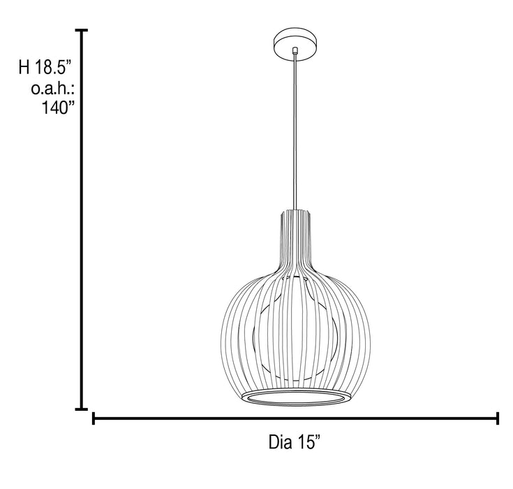 Access 23435 Chuki 1-lt Metal Ribbed Pendant