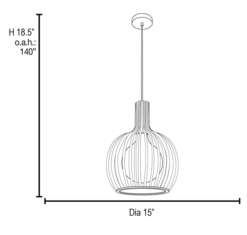 Access 23435 Chuki 1-lt Metal Ribbed Pendant