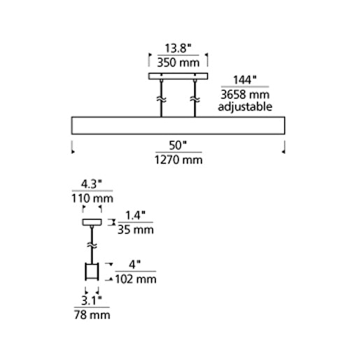 Tech 700LSVAN Vandor 1-lt 50" LED Linear Suspension