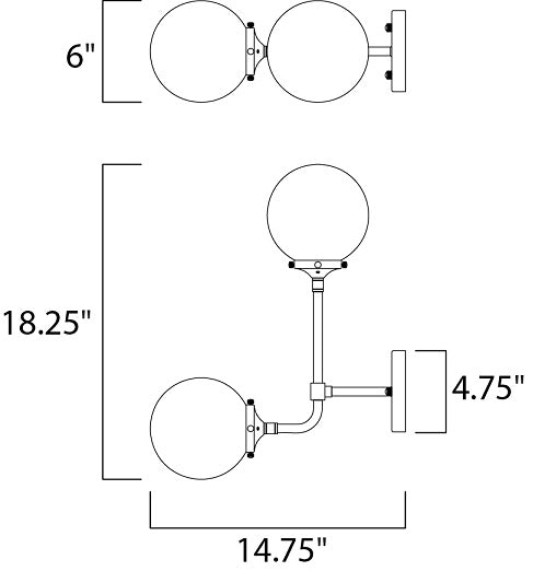 Maxim 24722 Atom 2-lt  6" Wall Sconce