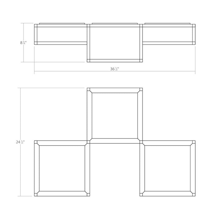 Sonneman 24Z0006 Cubix 3-lt 37" LED Surface Mount